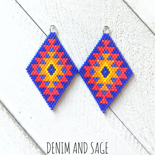 Fire double diamond beaded earrings