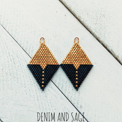 Matte black and gold beaded earrings