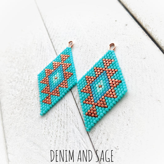Turquoise ombre and copper beaded earrings