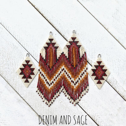 Dark red and burnt orange beaded earrings