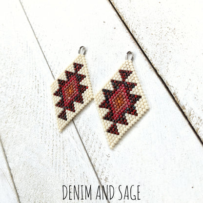 Dark red and burnt orange beaded earrings