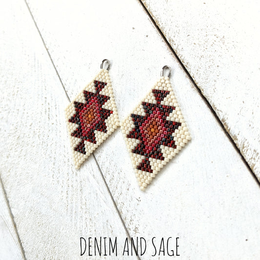 Dark red and burnt orange beaded earrings
