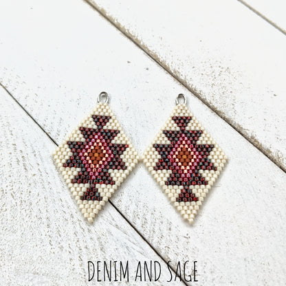 Dark red and burnt orange beaded earrings