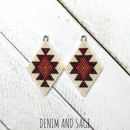 Dark red and burnt orange beaded earrings