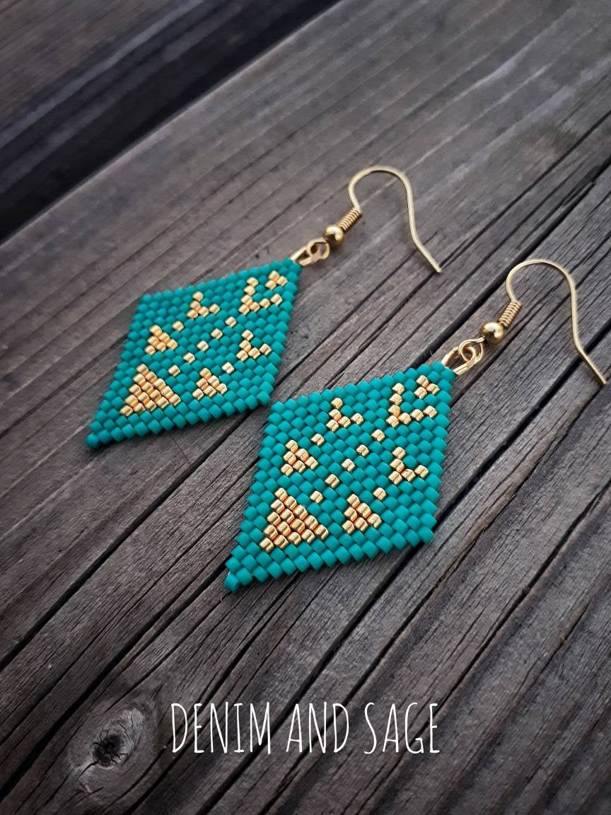 Turquoise and gold arrow earrings