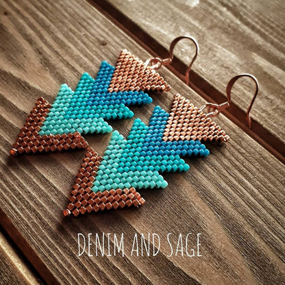 Turquoise and copper arrow beaded earrings