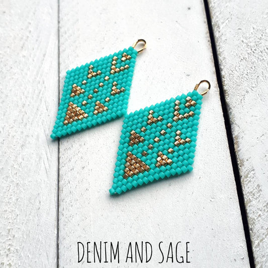 Turquoise and gold arrow earrings